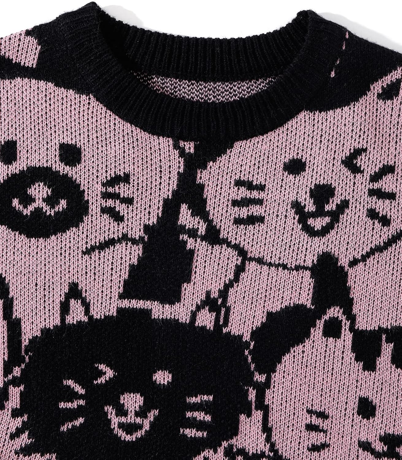 BEDAW Women's Sweater Cats Pattern Drop Shoulder Sweater Sweater for Women (Size : Small)