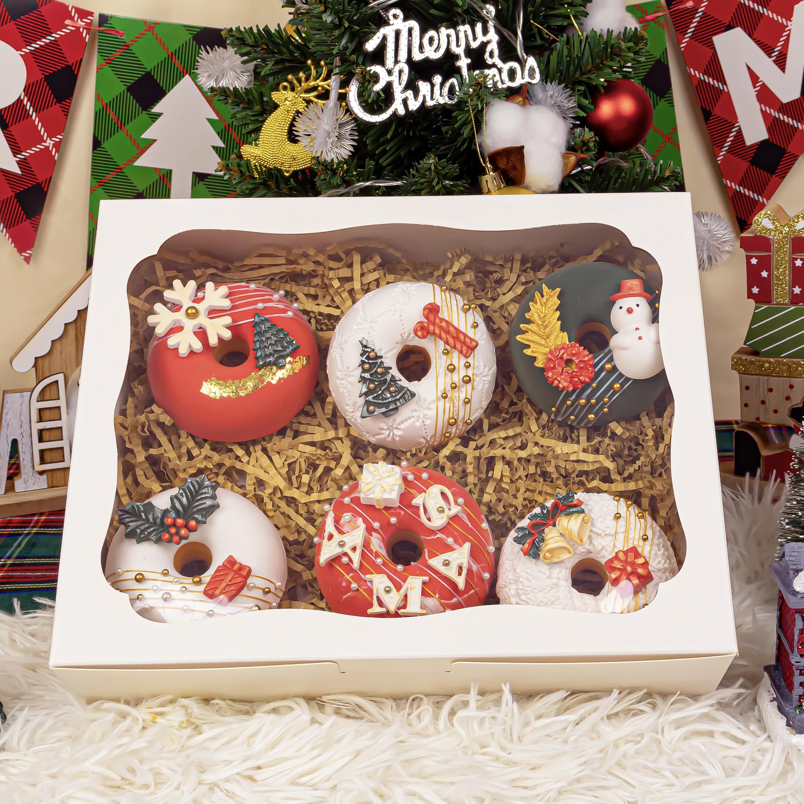 QULIT 50 cajas de panadería blancas de 8 x 6 x 2.5 pulgadas con ventana, cajas de pastelería, cajas de postre para galletas, macarrón, dona, magdalenas de chocolate, fresa y cupcakes
