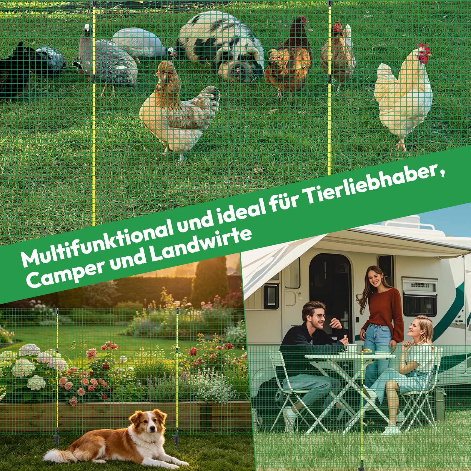 25m Gartennetz Universal Begrenzungszaun 90 cm Hoch | Mobiler Zaun Dunkelgrün Hundezaun Camping Beetschutz für Hasenzaun Garten