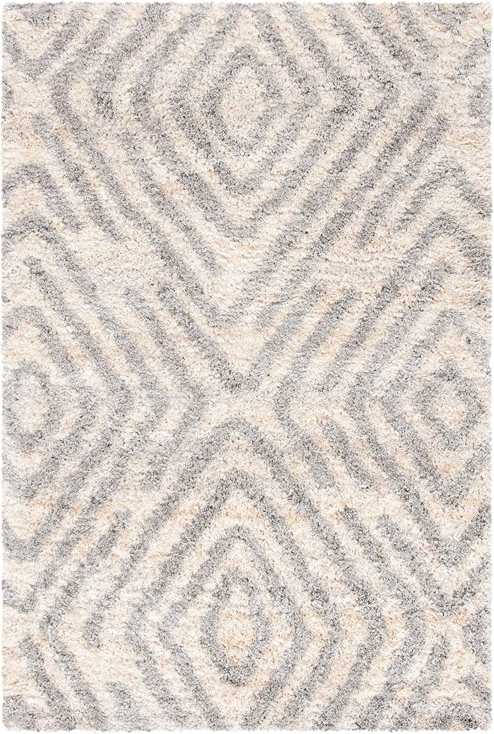 SAFAVIEH Berber Shag Collection Area Rug - 3'3" Square, Cream & Grey, Moroccan Design, Non-Shedding & Easy Care, 1.2-inch Thick Ideal for High Traffic Areas in Living Room, Bedroom (BER218A)