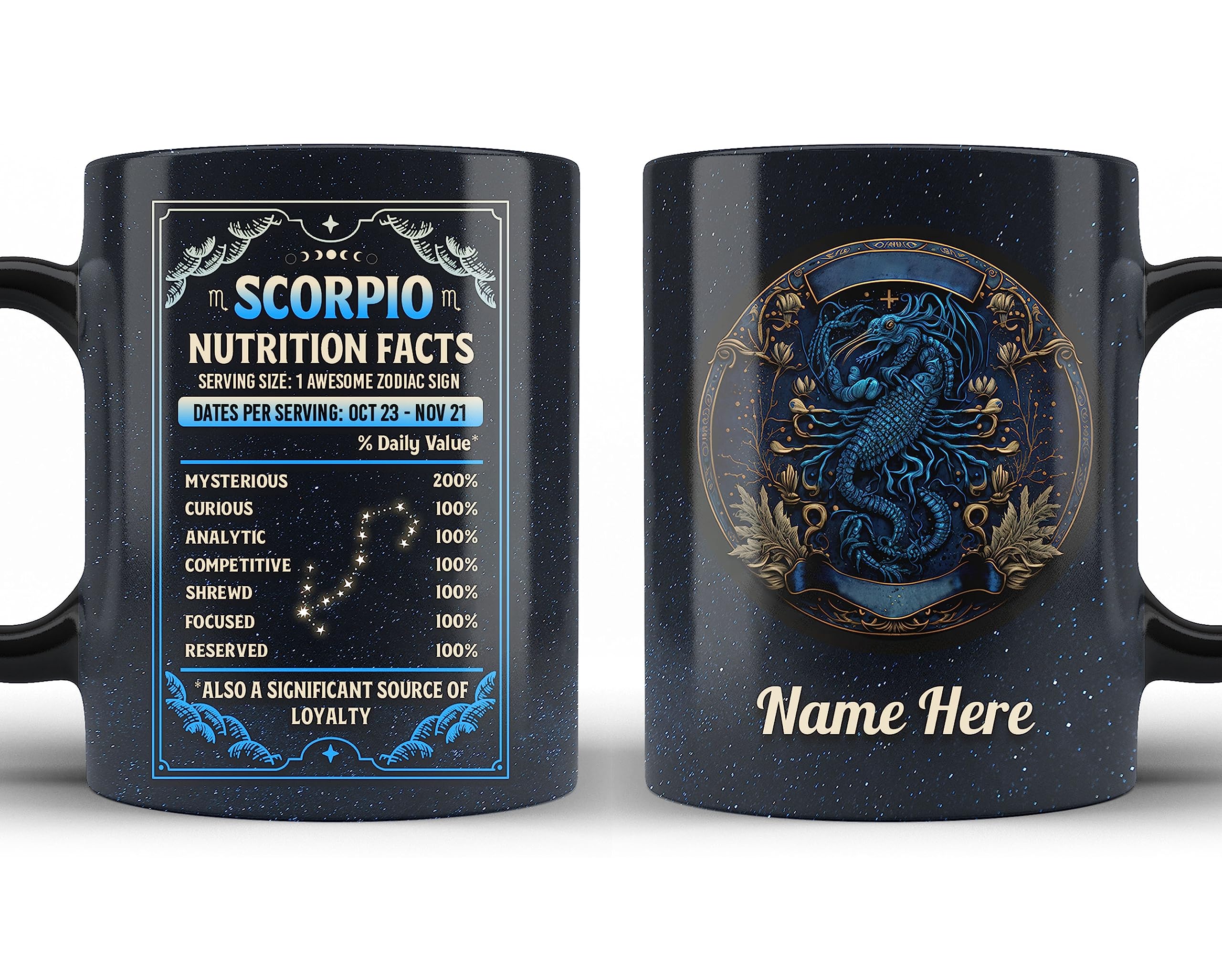 PADOVO Inspiring Horoscope Coffee Mug Scorpio Nutrition Facts Cup Gifts for Boys Girls Sons Daughters Best Friends Family Coworkers Motivating Black Mugs 11oz on Birthday Christmas