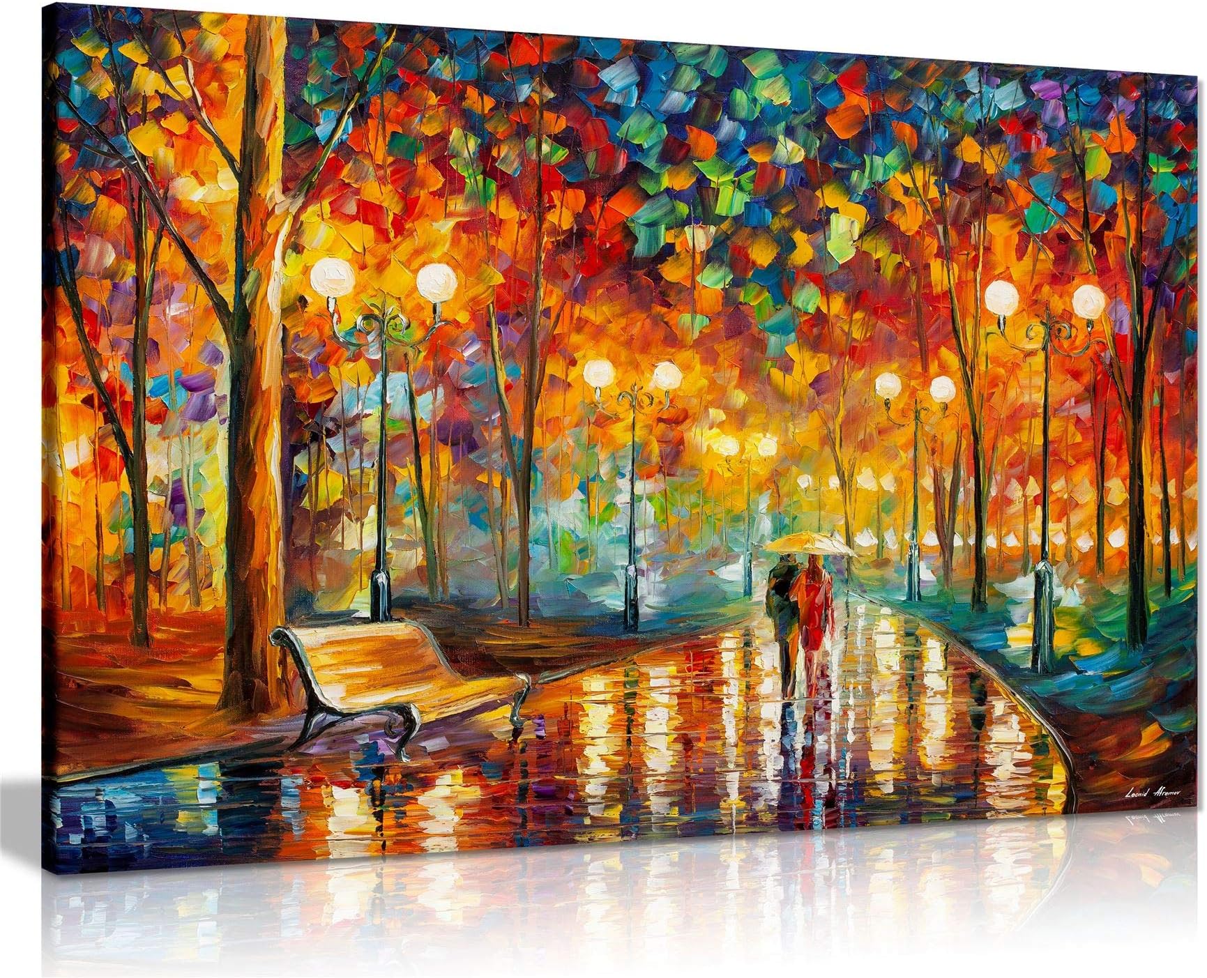 Rains Rustle II by Leonid Afremov Canvas Wall Art Picture Print for Home Decor (24x16)