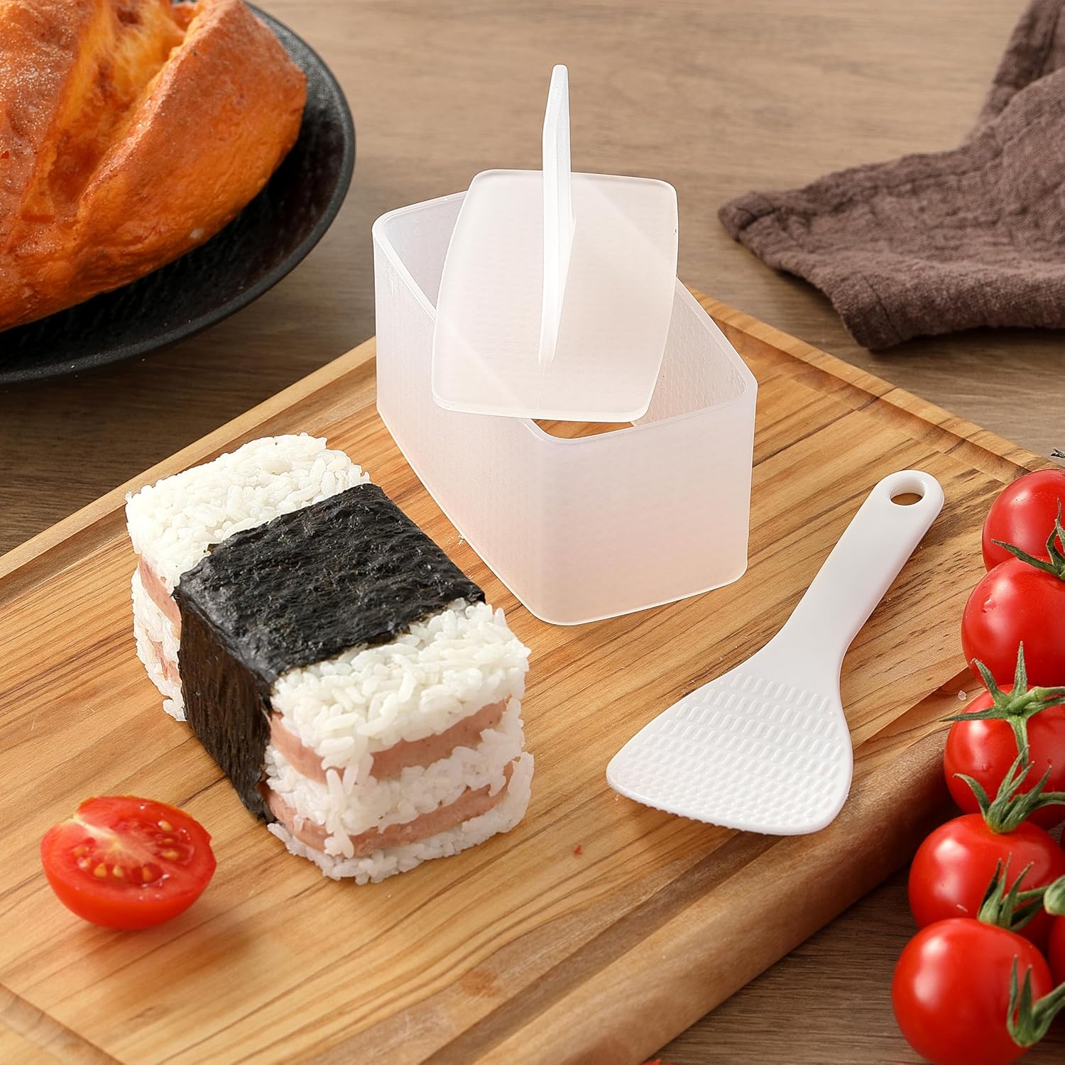 Musubi Press Molds, Musubi Mold Kit with Luncheon Meat Slicer and Rice Paddle, Sturdy and Easy to Make Musubi at Home for Bento, Snacks, Party and Picnic thumbnail