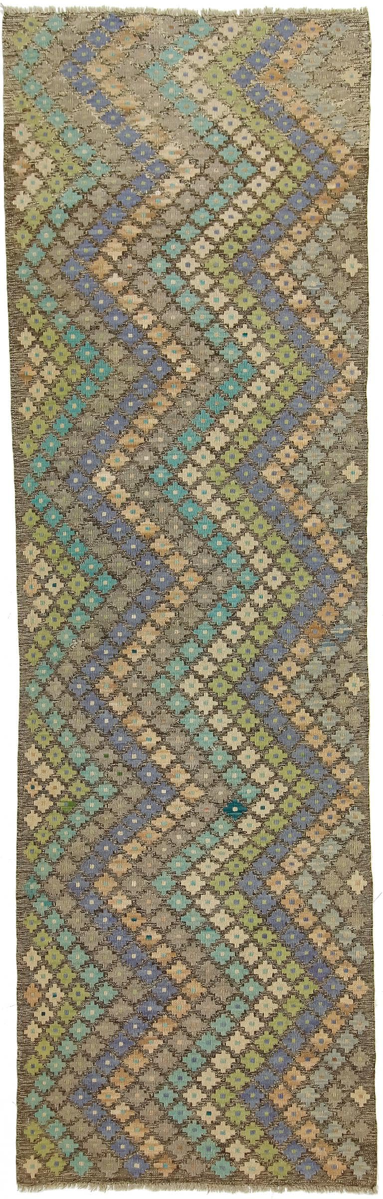 Tapis de course Kilim Afghan en laine pour couloir froid et bruyant