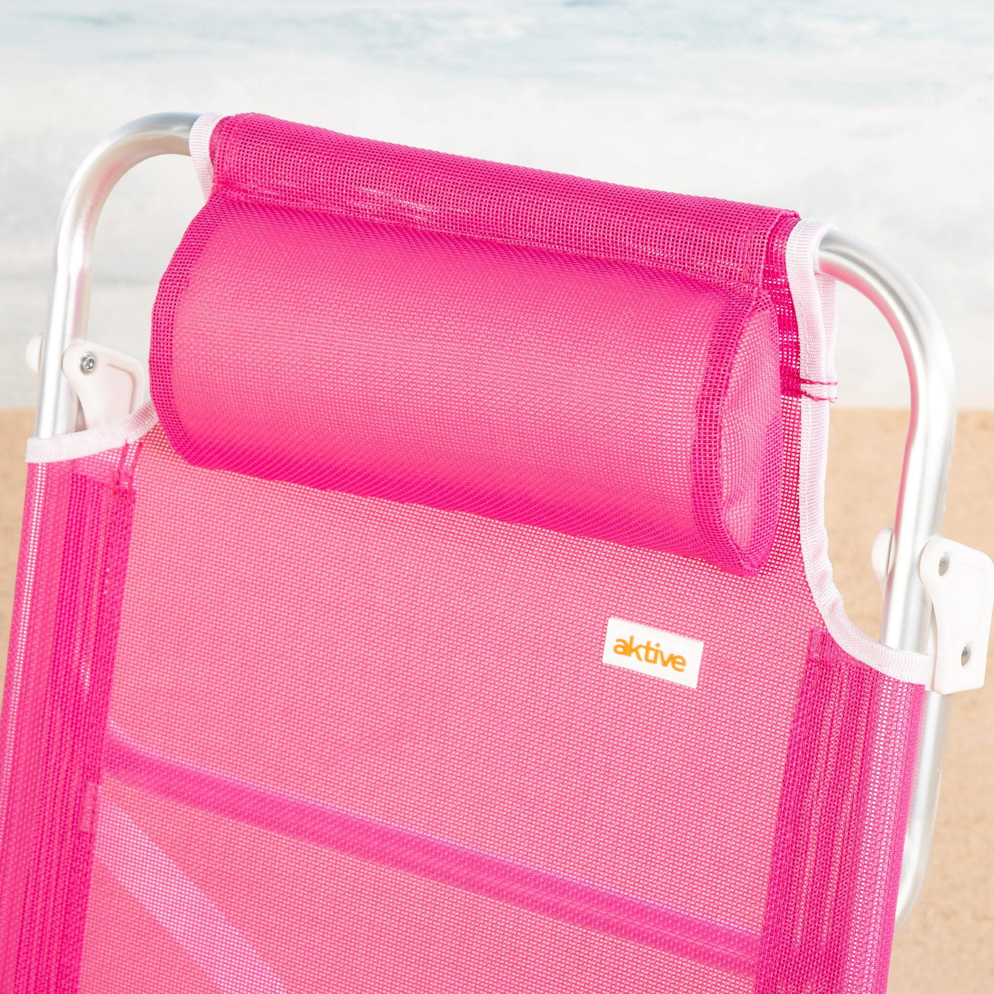 AKTIVE Chaise de Plage Pliable Basse, rayée, Mesure 47 x 49 x 82 cm, Multiposition, 8 Positions, textilène et Aluminium, Poids supporté 110 kg, poignée de Transport, chaises rembourrées (62685)