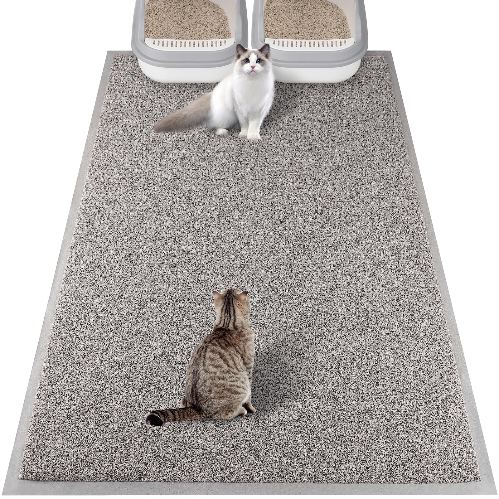 ondware Cat Litter Mat, 120x80 cm Litters Box Mat Waterproof Non-Slip Easy to Clean Washable Trapping Mat for Kitty(Gray)