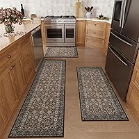 Vista 9 de Juego de 3 alfombras de cocina de otoño de KIMODE, alfombras de cocina boho desgastadas antideslizantes lavables, alfombras largas de cocina