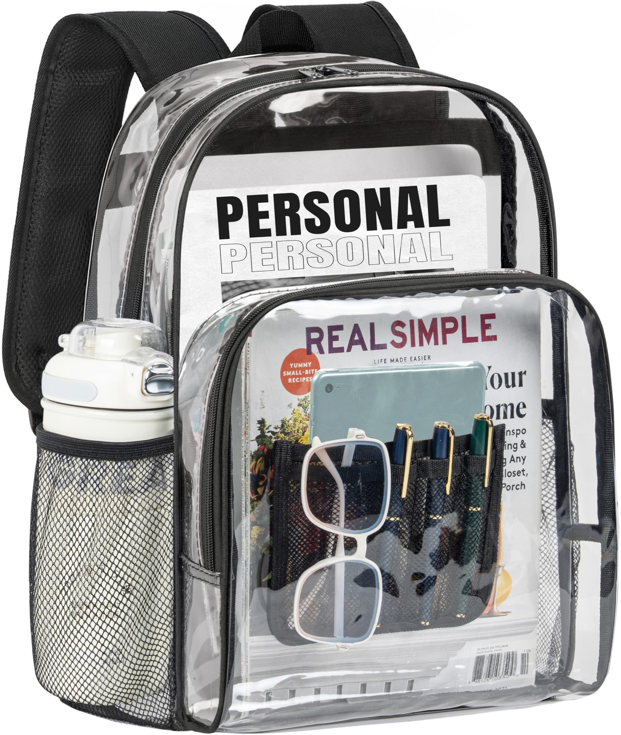 WELIDAY Clear Backpack Heavy Duty PVC Transparent Backpack Large Capacity Clear Bookbag for Work and Travel Security Ruggedly Reinforced Strap for Men