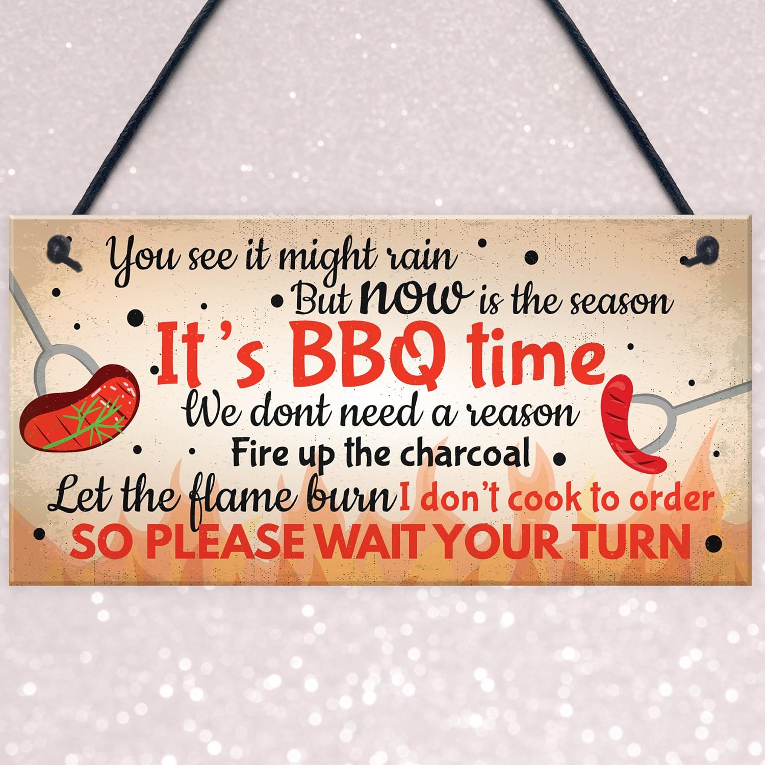 RED OCEAN BBQ Novelty Hanging Garden Sign SummerHouse Bar Man Cave Shed Plaque Friendship Gift