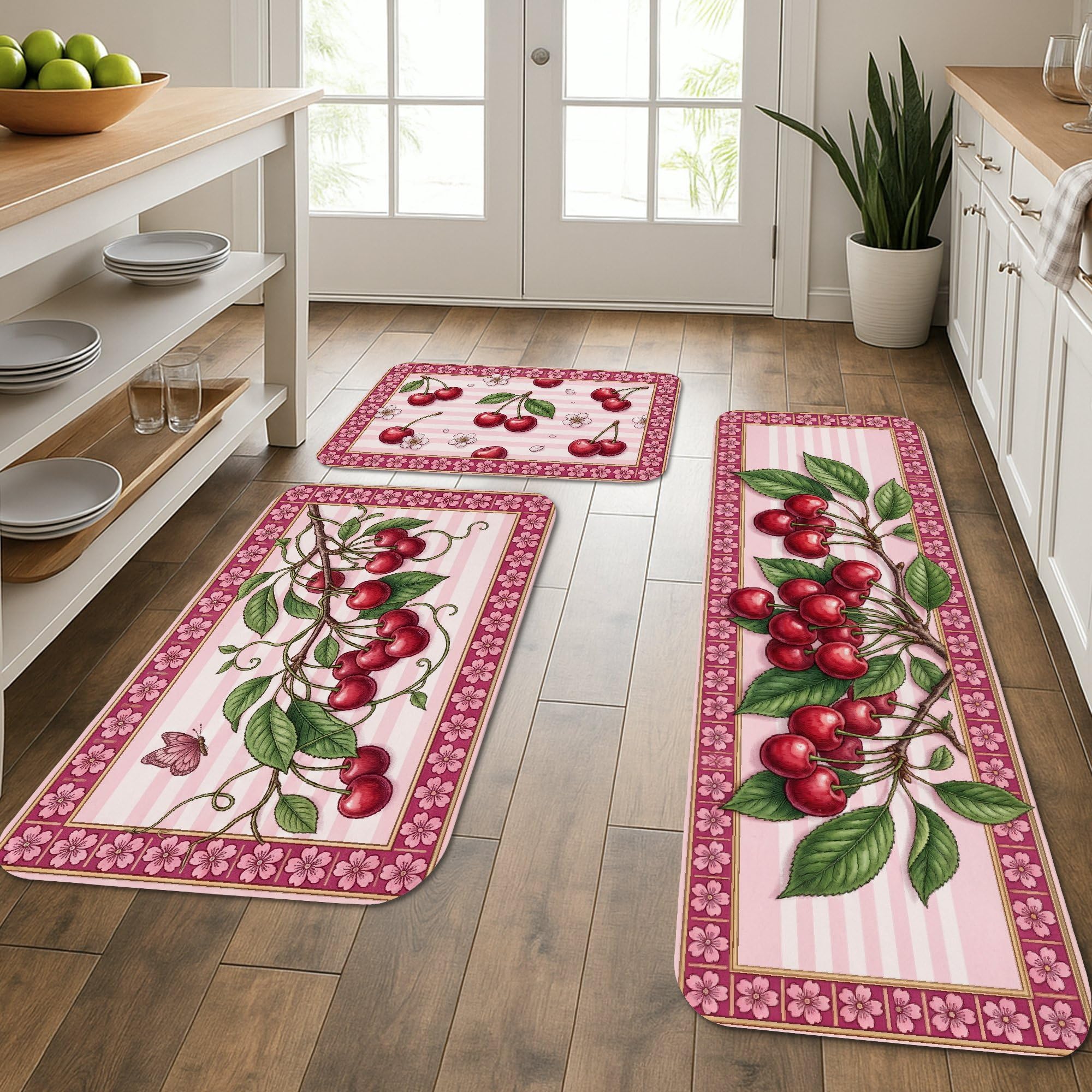 Tapetes de cocina cómodos estilo flor de cerezo, ideales para decorar el hogar y baño
