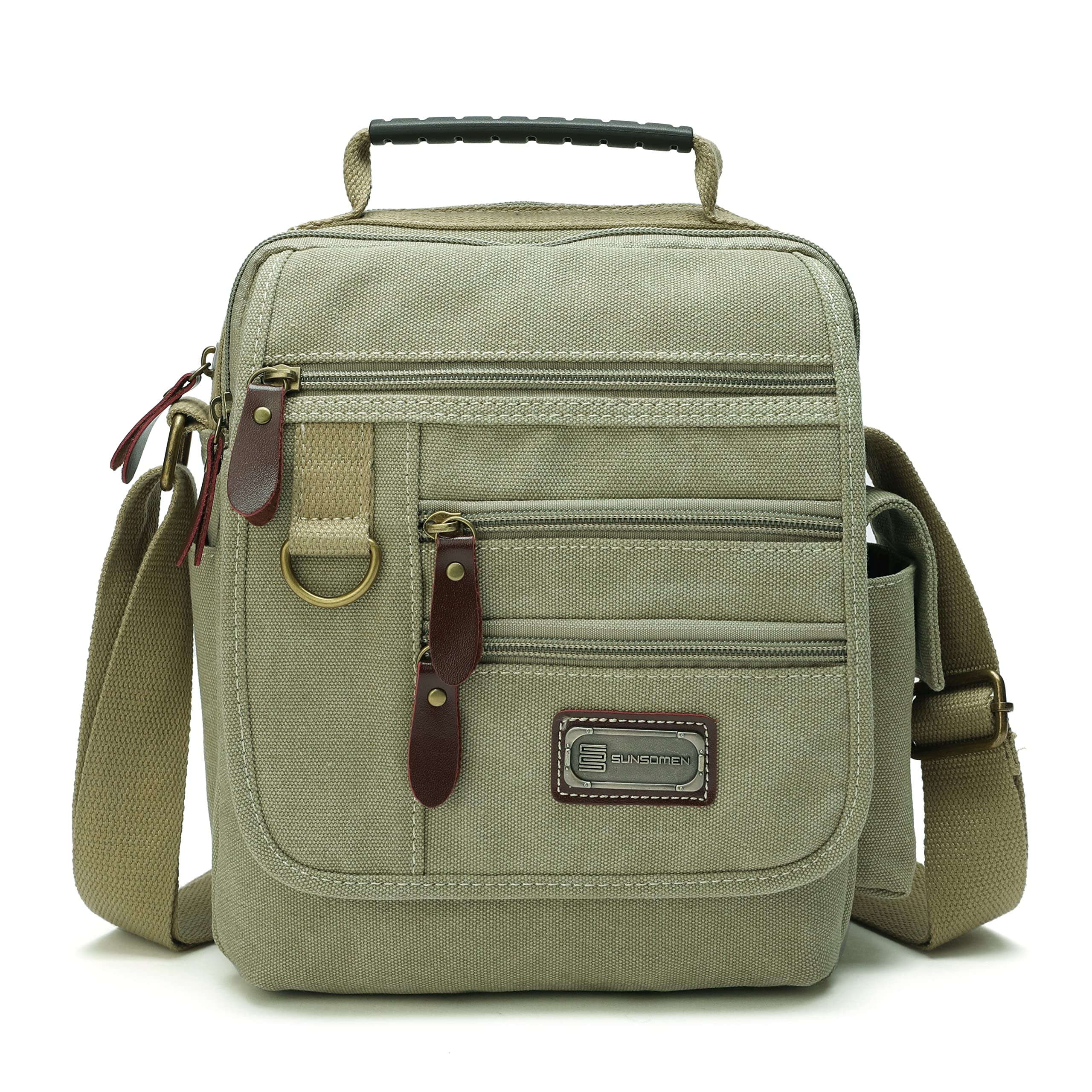 Mens bag Canvas Shoulder Bag Small Messenger Crossbody Bag Work Bag Vintage Multi-function