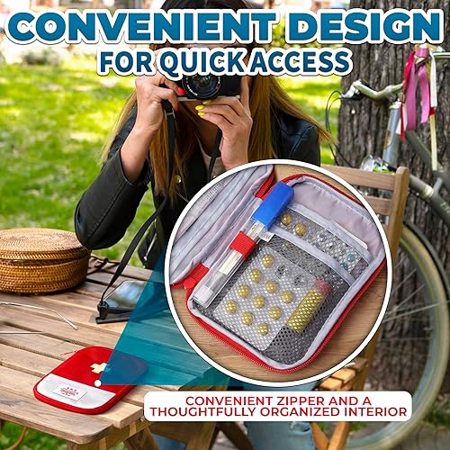 Miniatura 8 de BURIUS 2 bolsas de primeros auxilios de viaje vacías y portátiles, bolsa médica pequeña vacía con múltiples compartimentos, bolsa de primeros