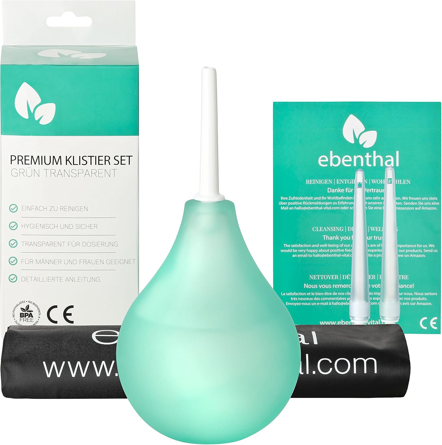 Set di Clistere Premium EBENTHAL VITAL® • 225ml per il Lavaggio Intestinale con una Pratica