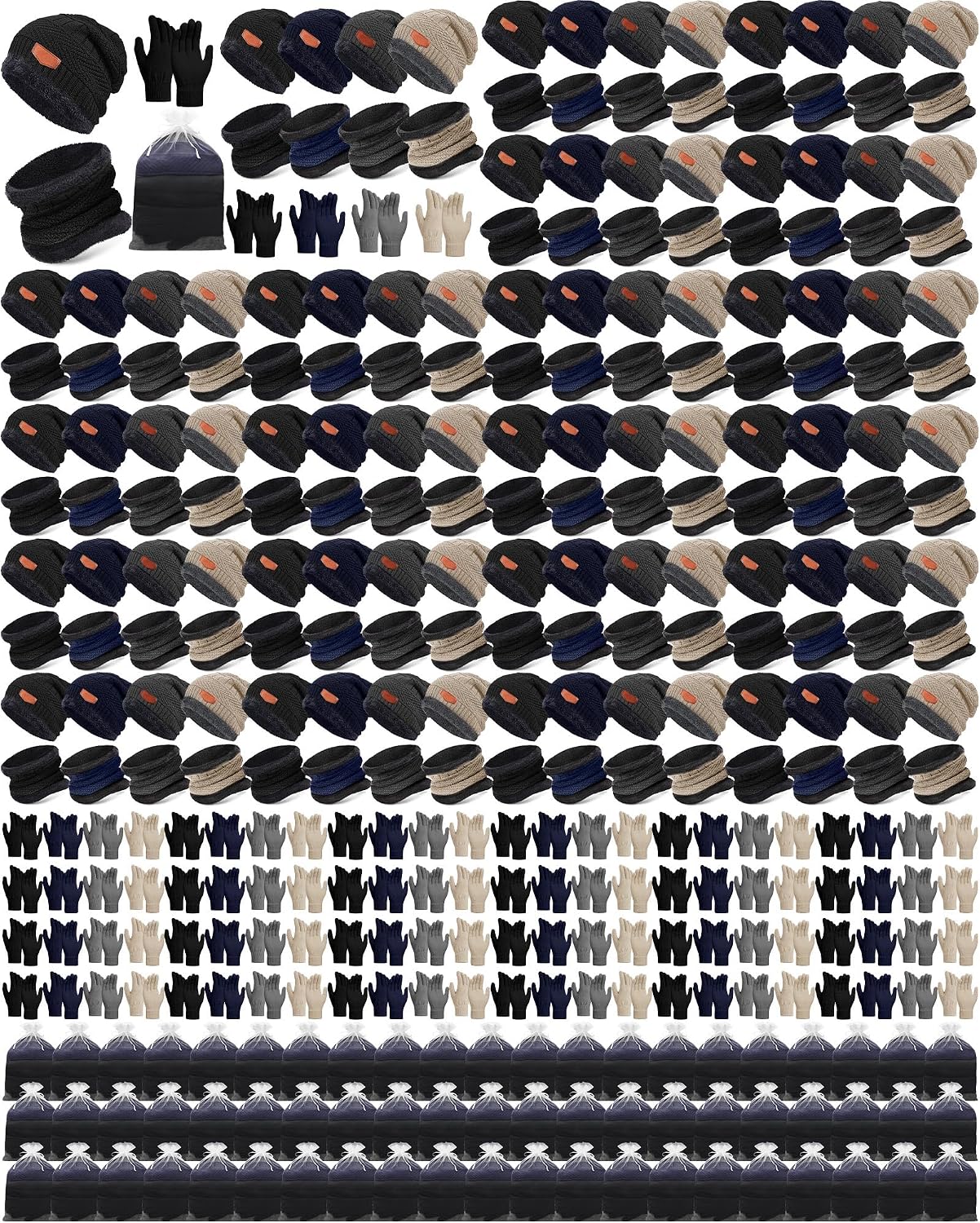 Toulite 432 Pcs Kids Hats Gloves Scarves Set Winter Fleece Lined Beanie Caps Neck Bulk Warm Gaiter for Boys Girls 4-15 Years