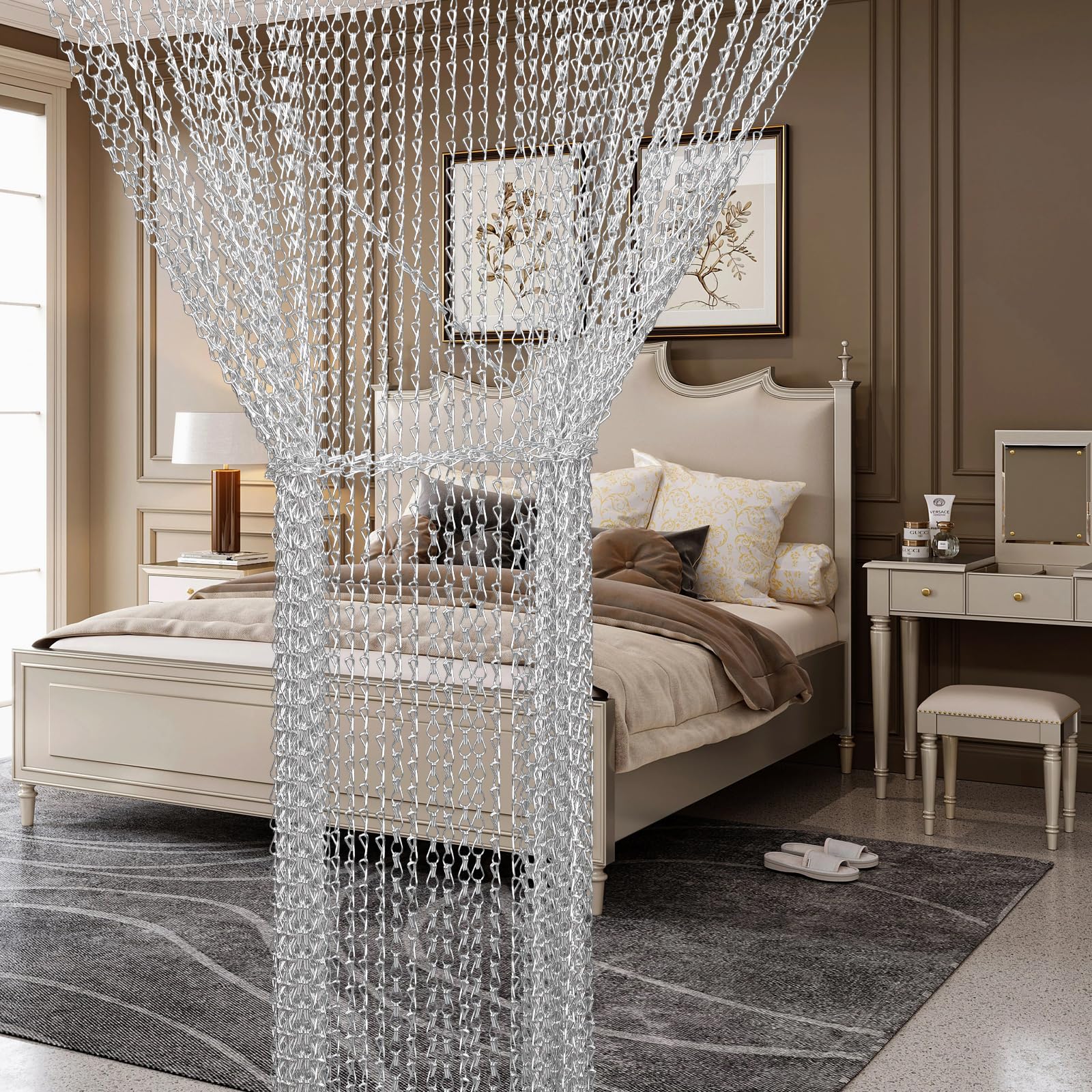 Chaînes de moustiquaire pour portes - Argenté - 80 x 200 cm - Chaîne en aluminium - Moustiquaire en métal pour empêcher les mouches d'entrer