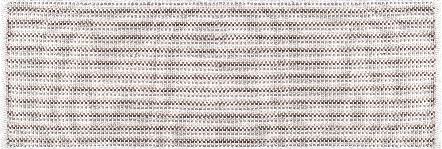 Cotton Chalk Stripe Woven Runner Rug 2x6 Feet - Grey Beige, Reversible Boho Large Area Runners Ideal for Hallways, Bedroom, Kitchen, Living Room | Nursery Space Farmhouse Washable Home Floor Décor Mat