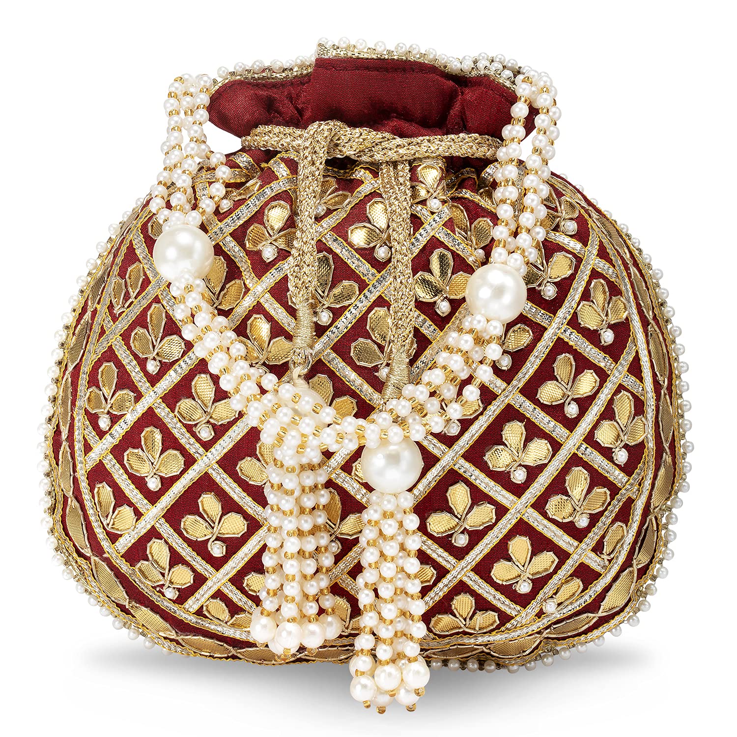 Peora Embroidered Potli Bag for Women Handmade Ethnic Purse Evening Handbags Stylish Bridal Fashion Clutch Bag Gift for Girls (P09BL) (B0BMLRHY54) Amazon Price History, Amazon Price Tracker