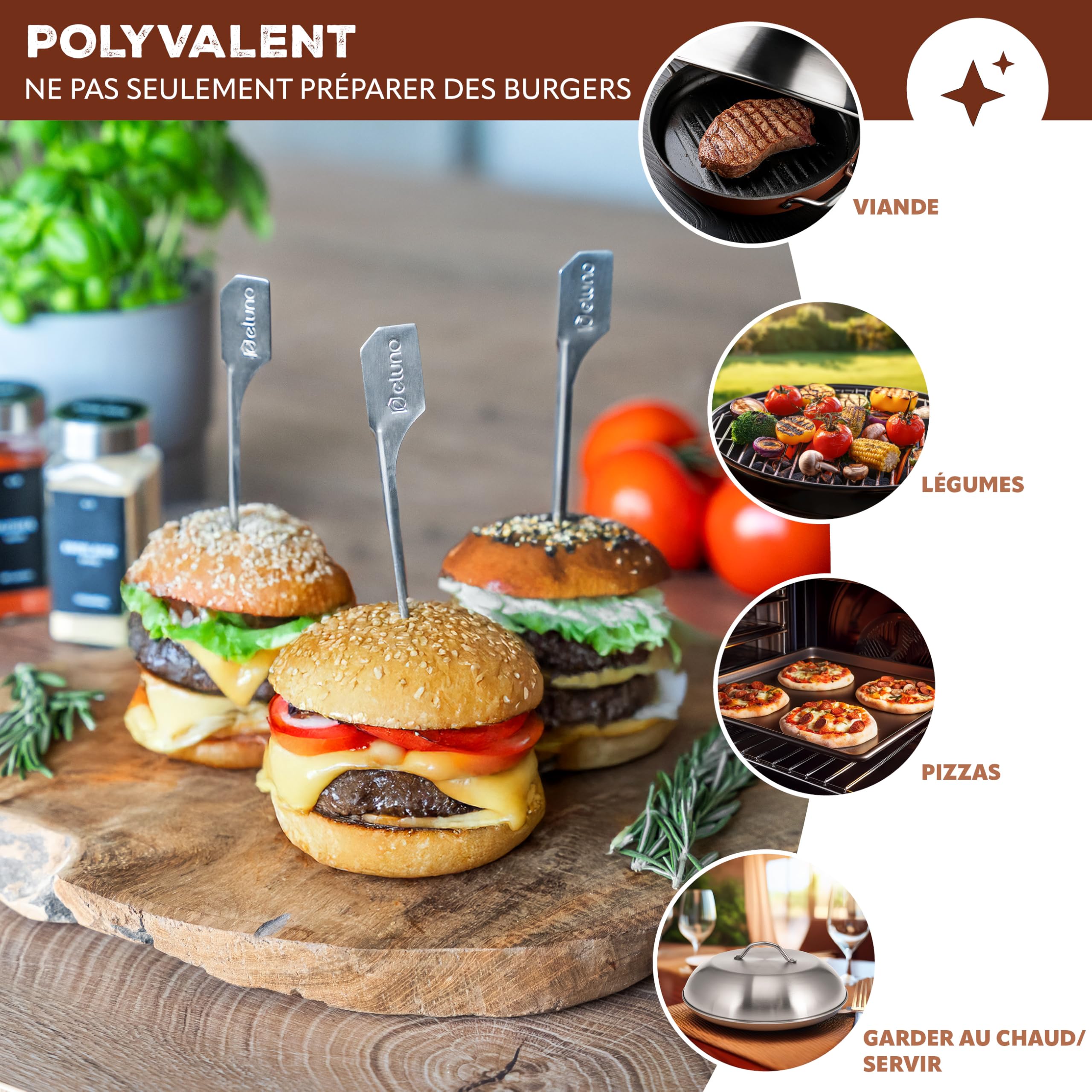 Bremermann Couvercle à hamburger 32 cm // Housse de barbecue cloche à fusion pour hamburger // En acier inoxydable