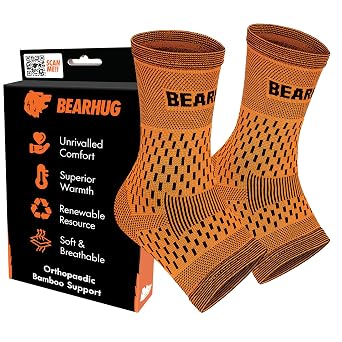 Bearhug Bamboo Ankle Support Twin Pack   Sprains & Achilles, Men & Women