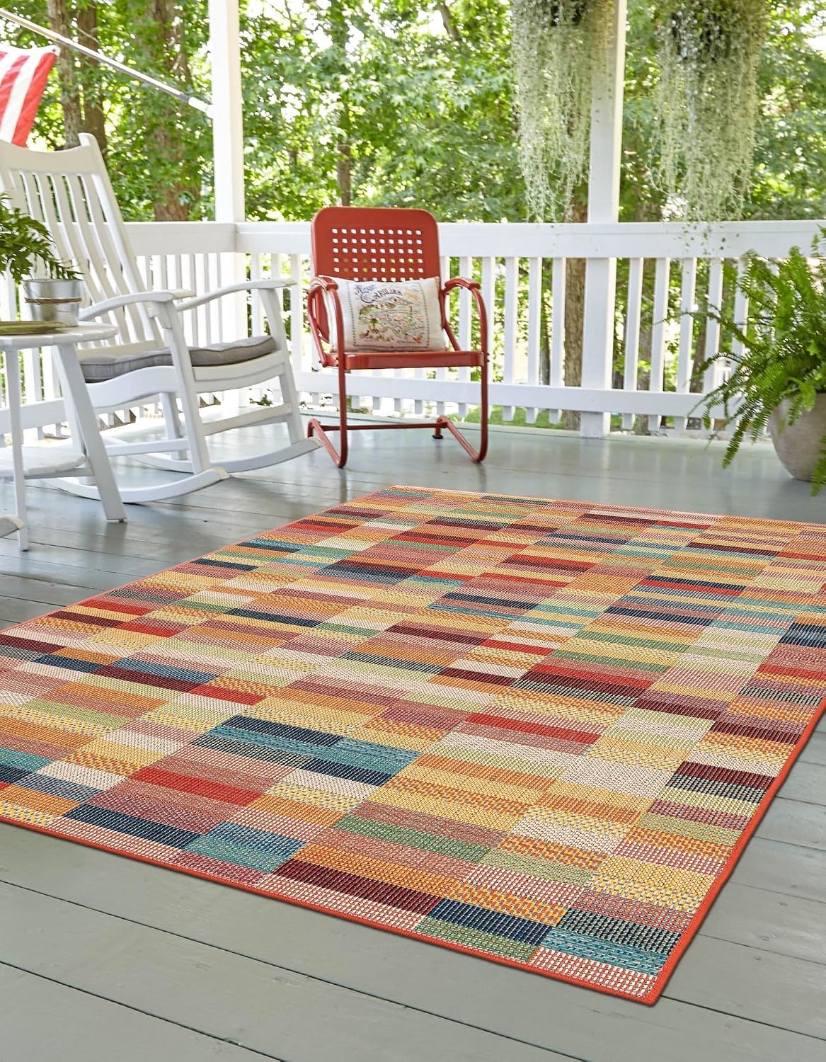 Rugs.com Baja Outdoor Collection Rug – 6x9 Multi Medium-Pile Rug Perfect for Bedrooms, Dining Rooms, Living Rooms