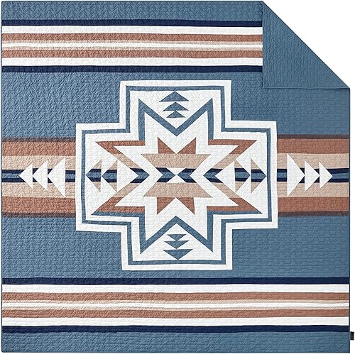 Pendleton Juego de edredón Silver City - Funda de cama de algodón suave - 100% algodón - Decoración rústica del hogar - Individual, matrimonial,