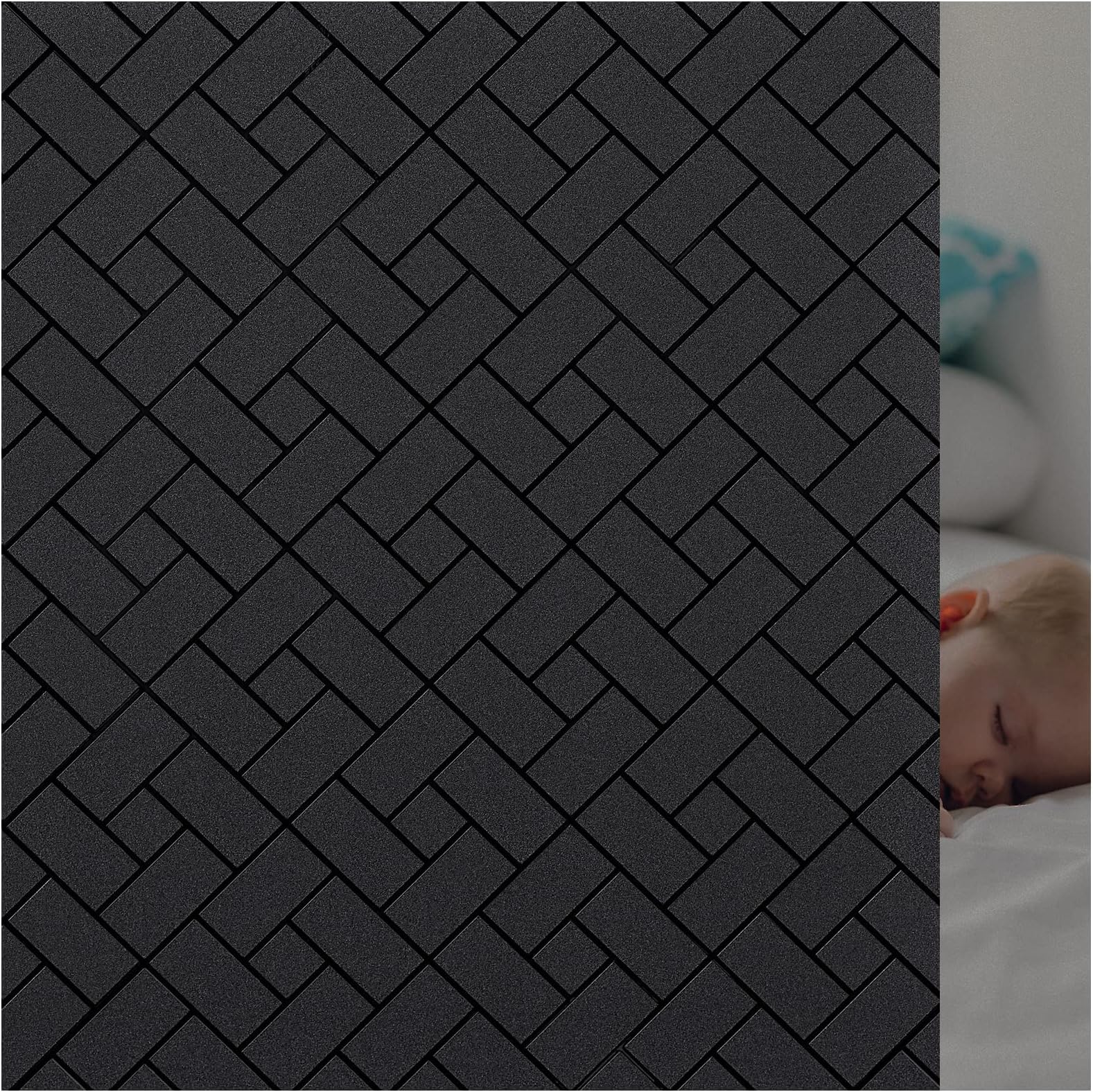 KASTWAVE Total Blackout Window Film 100% Light Sun Blocking Window Covering Darkening Privacy, Heat Control Static Cling Removable No Glue Anti Glare Reflective Film for Home Bedroom (Black)