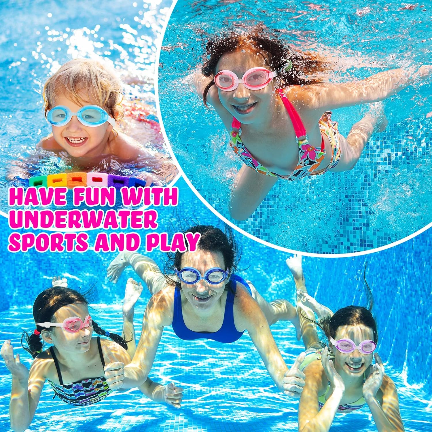 Macarrie 40 Pack Kids Swim Goggles Bulk No Leaking Swimming Goggles with Ear Plugs Swim Glasses for Teen Aged 5-14