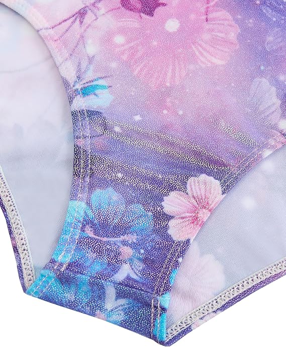 JiAmy Girls Sparkly Gymnastics Leotard 3-Piece Sleeveless Dance Set 3-12Y