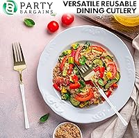 Vista 26 de Party Bargains Disposable Plastic Black Gold Cutlery Set, Infinity Modern Design Utensils, 40 Pack: 16 Forks, 8 Knives, 16 Spoons