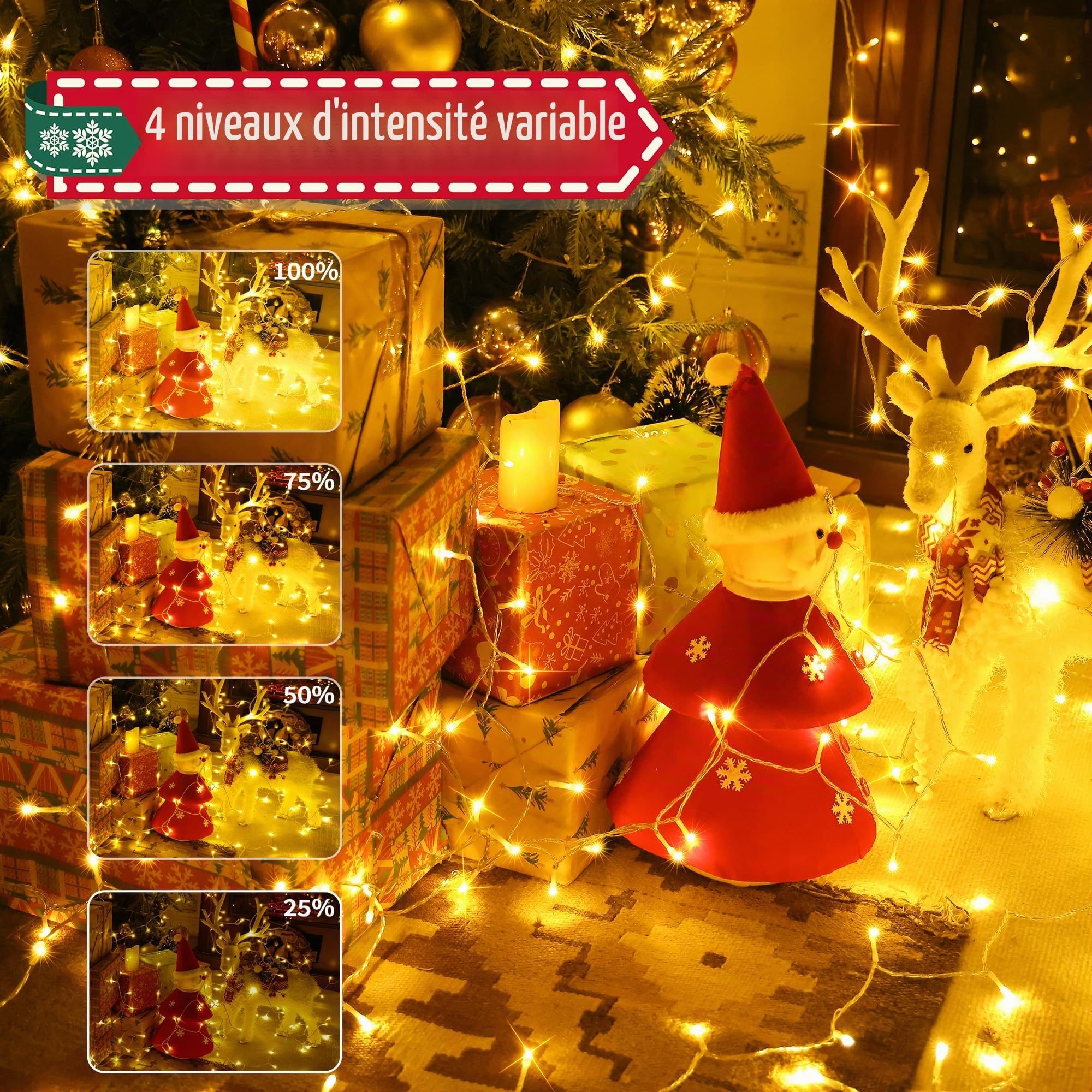 Auriostar Guirlande Lumineuse Exterieure, 40m 400LEDs Guirlande Lumineuse Noel Intérieur et Extérieur étanche IP44, 8 Modes avec Télécommande pour Noël, Chambre, Décoration Sapin de Noel