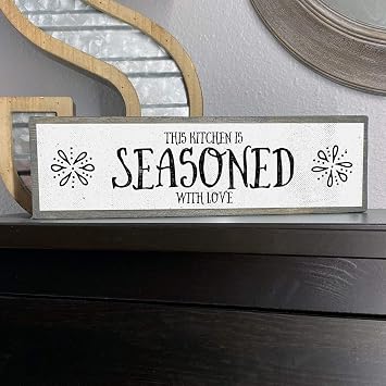 Kitchen Wood Signs (Medium - Wood And Metal, This Kitchen is Seasoned With Love)