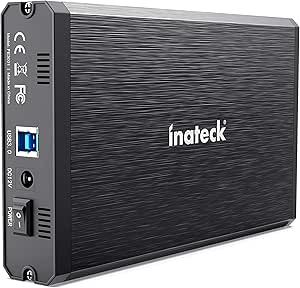 Inateck Boîtier Externe Disque Dur 3,5 Pouces USB 3.0 Disque Dur Externe/SSD Boîtier en Aluminium pour Disque Dur 3.5/2.5 SATA