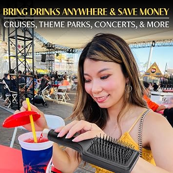 GoPong Party Brush Flask 2 Pack (16 oz Total) - Hidden Alcohol Travel Flasks for Women and Men Secret Liquor Containers for Concerts, Cruises, and Sports Events Includes Funnel & Spout