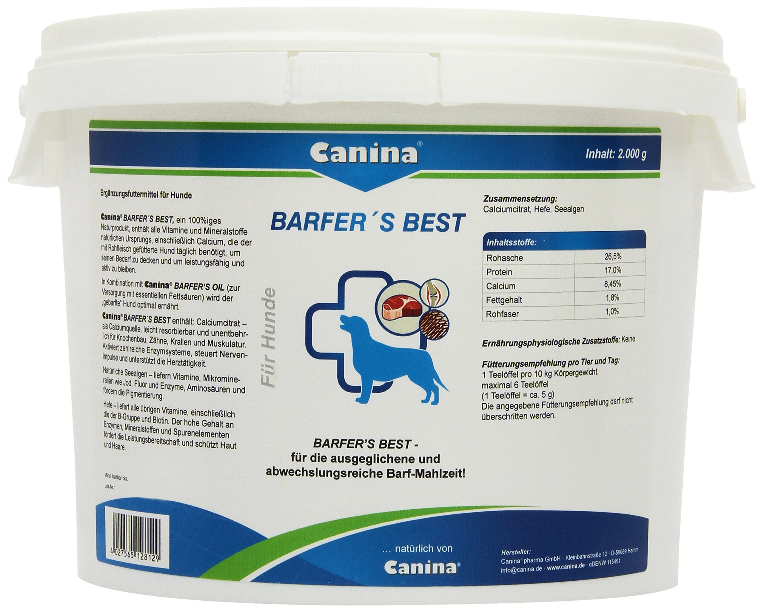 Canina Pharma Barfer's Best Junior, 850 g & Canina Barfer's Best, Nahrungsergänzung für Hunde, 1er Pack (1 x 2 kg)