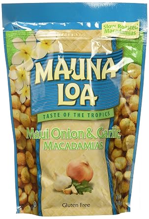 Mauna Loa Premium Hawaiian Roasted Macadamia Nuts, Maui Onion Garlic Flavor, 10 Oz Bag Pack of 1