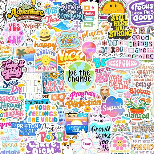 300PCS Affirmation Stickers by Puraesla - Holographic Motivational Sticker Pack,