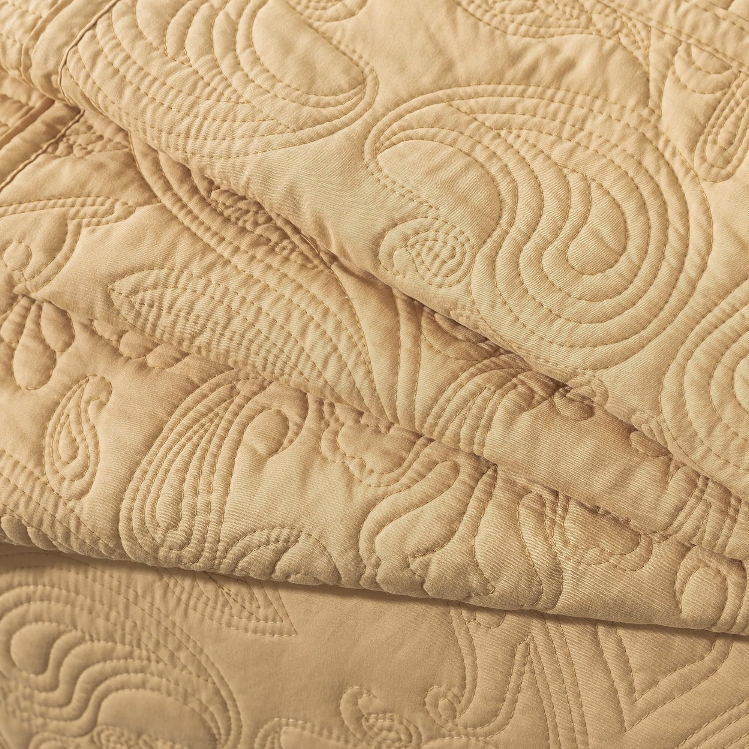 HoneiLife California King Quilt 128x120 - Oversized King Bedspreads 4-Piece,Rustic Bedding Sets Quilted,Reversible Coverlets Lightweight Bed Cover for All Season Use-Yellow