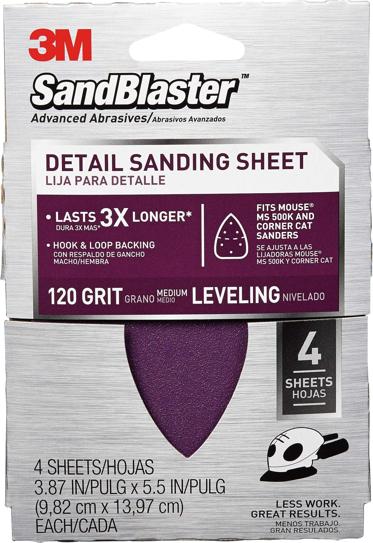 3M 9672 120-Grit Mouse Sandpaper Sheets, 4-Pack