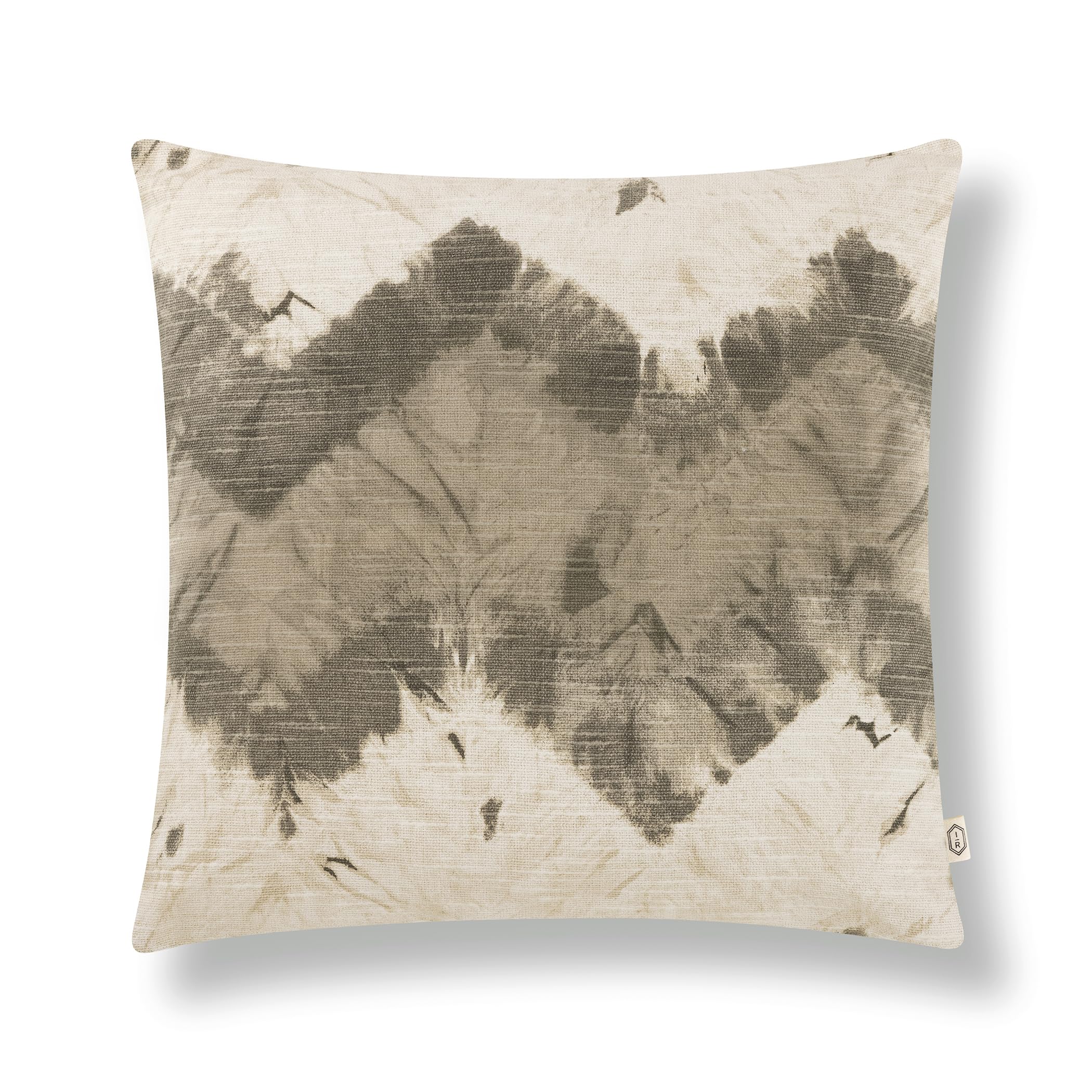 Kanoko Shibori Chevron 100% Cotton Zipper Closure Removable Insert Decorative Throw Pillow, Mushroom, 20" W x 20" L