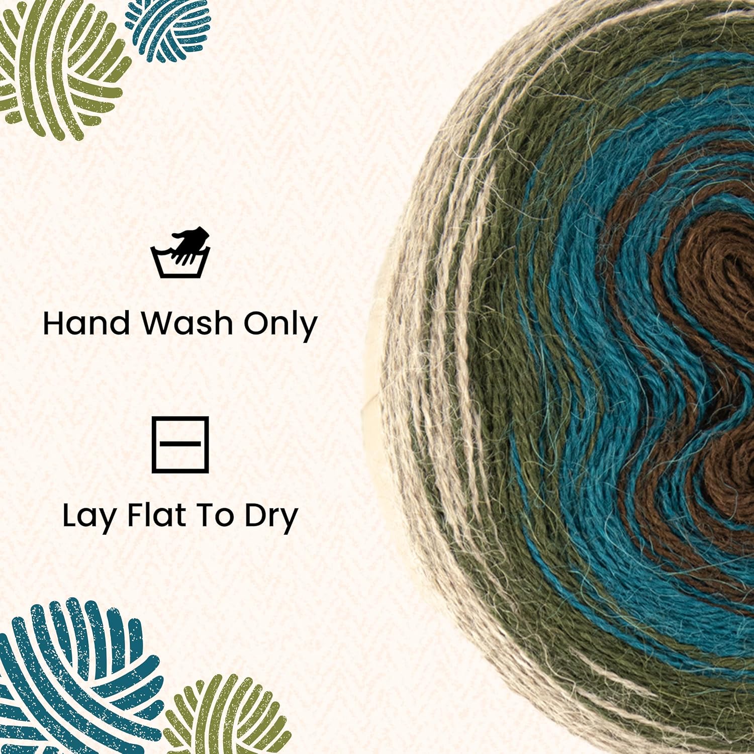 HiKoo Concentric Yarn Cake, 100% Baby Alpaca Wool Gradient Yarn for Knitting, Crocheting, and Crafts, 437 Yards, (#1039 - Pacific Coast)