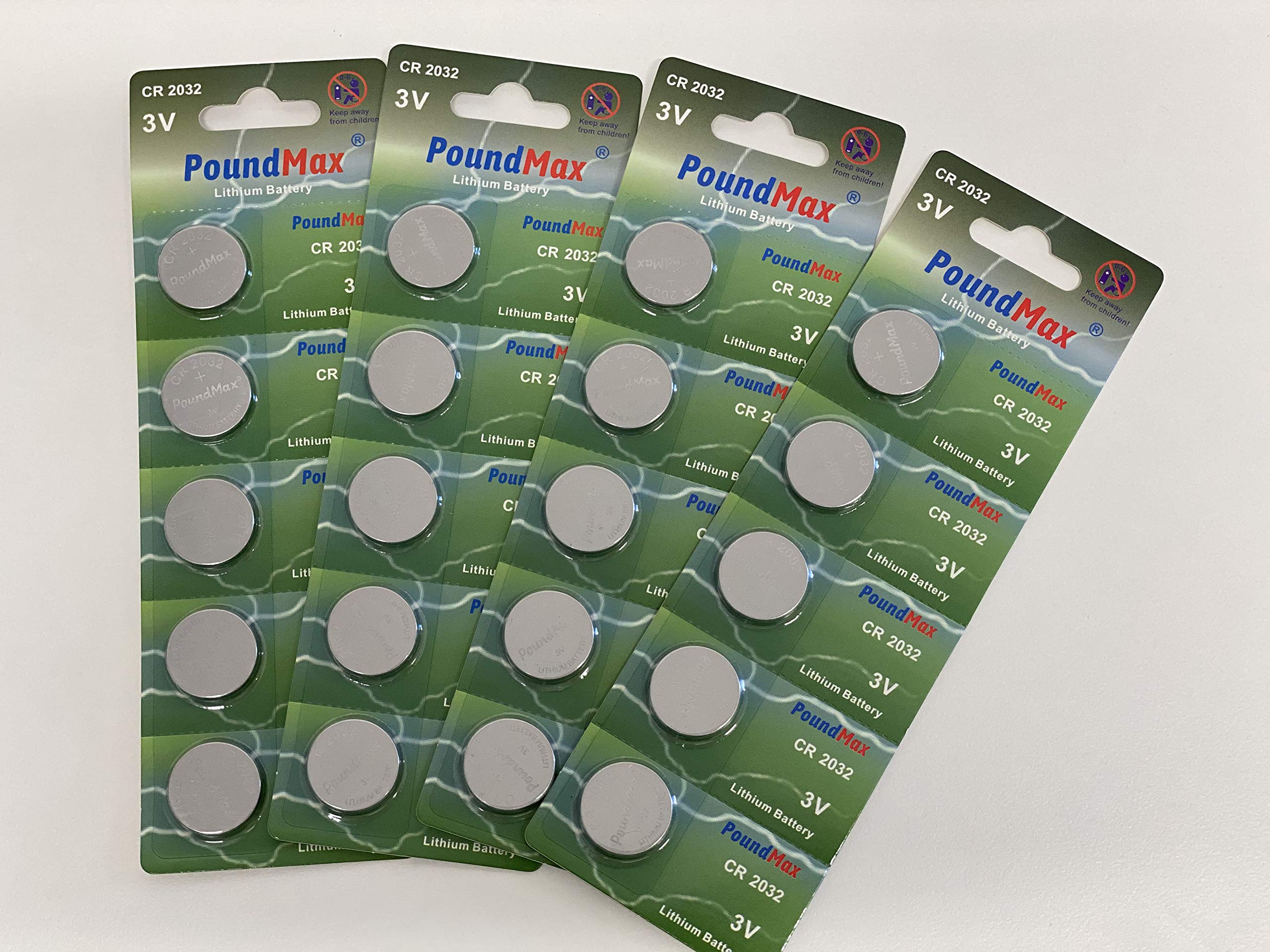 Poundmax Ogniwo Guzikowe CR2032 3V Litowe Baterie, 10 Sztuk