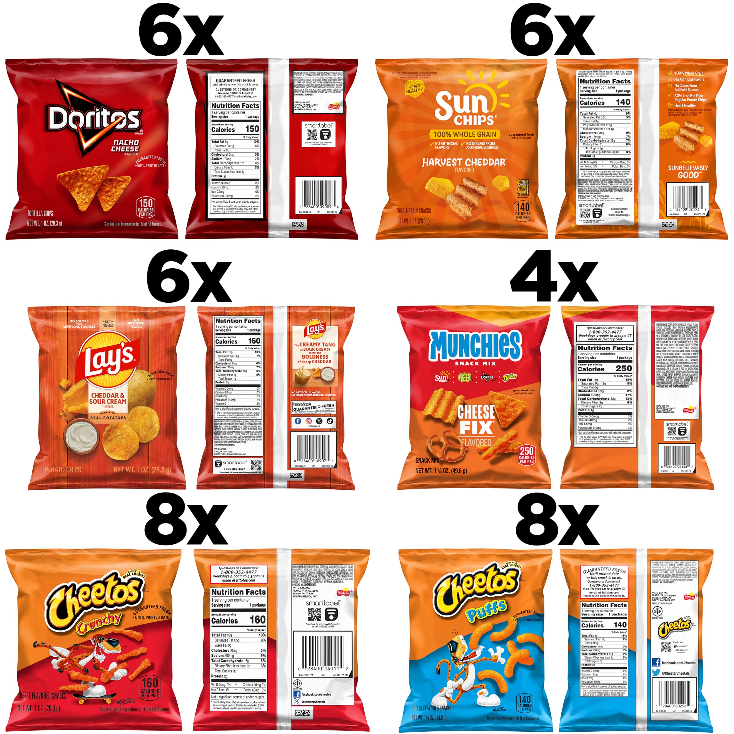 Frito Lay Paquete variado de mezcla de queso, 40 unidades