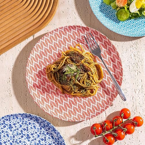 Miniatura 4 de Juego de 4 platos de cerámica de 10 pulgadas estilo retro bohemio para pasta, filete, aperitivos, pizza, pastel, platos coloridos para cocina,