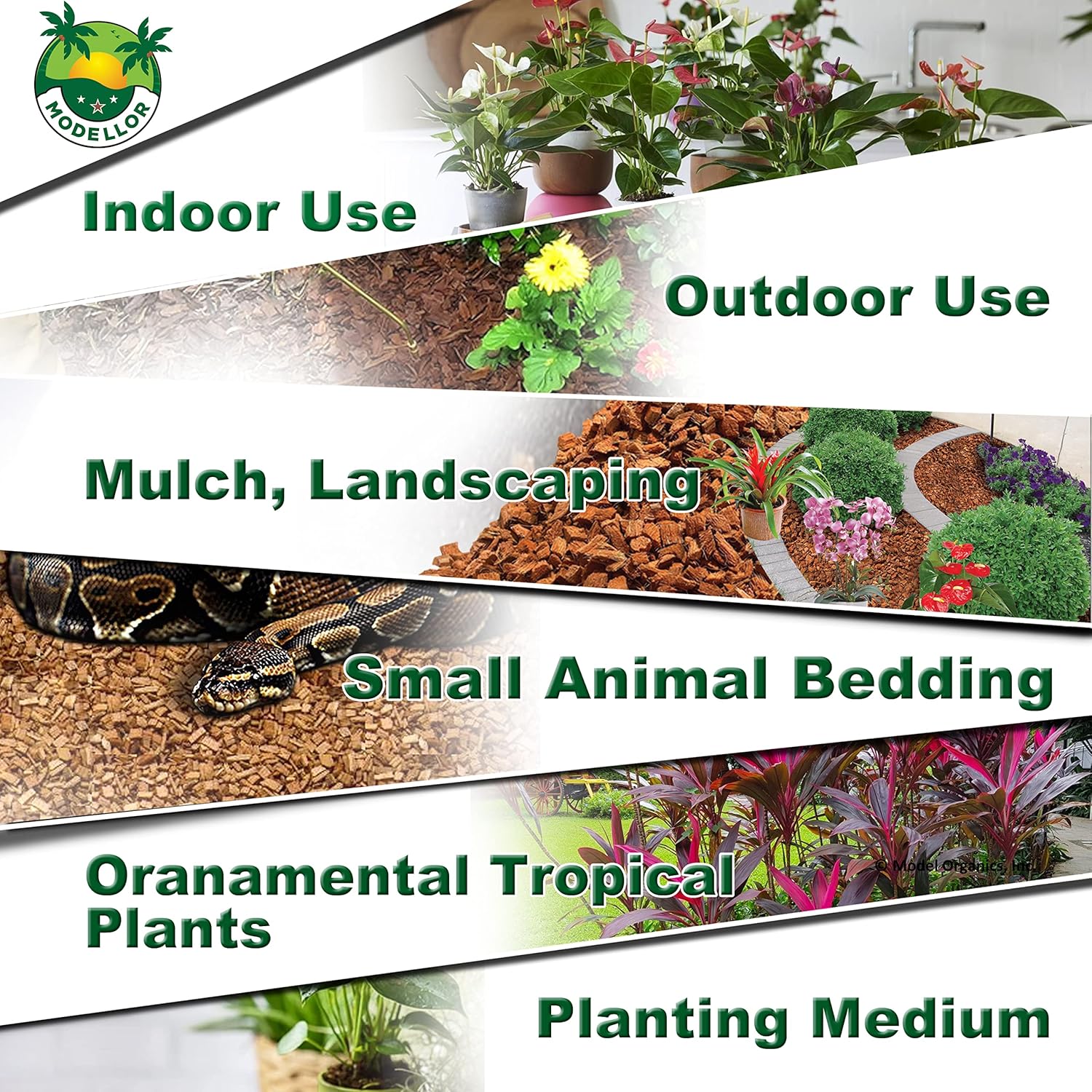 MODELLOR Premium Super Washed, Clean, Coco Chips, Yields 2 cu ft. of Loose Chips. Plant Substrate, Organic, Reptile Bedding, Odor Absorbing, Grow Orchids, Mulch Indoor, Outdoor.