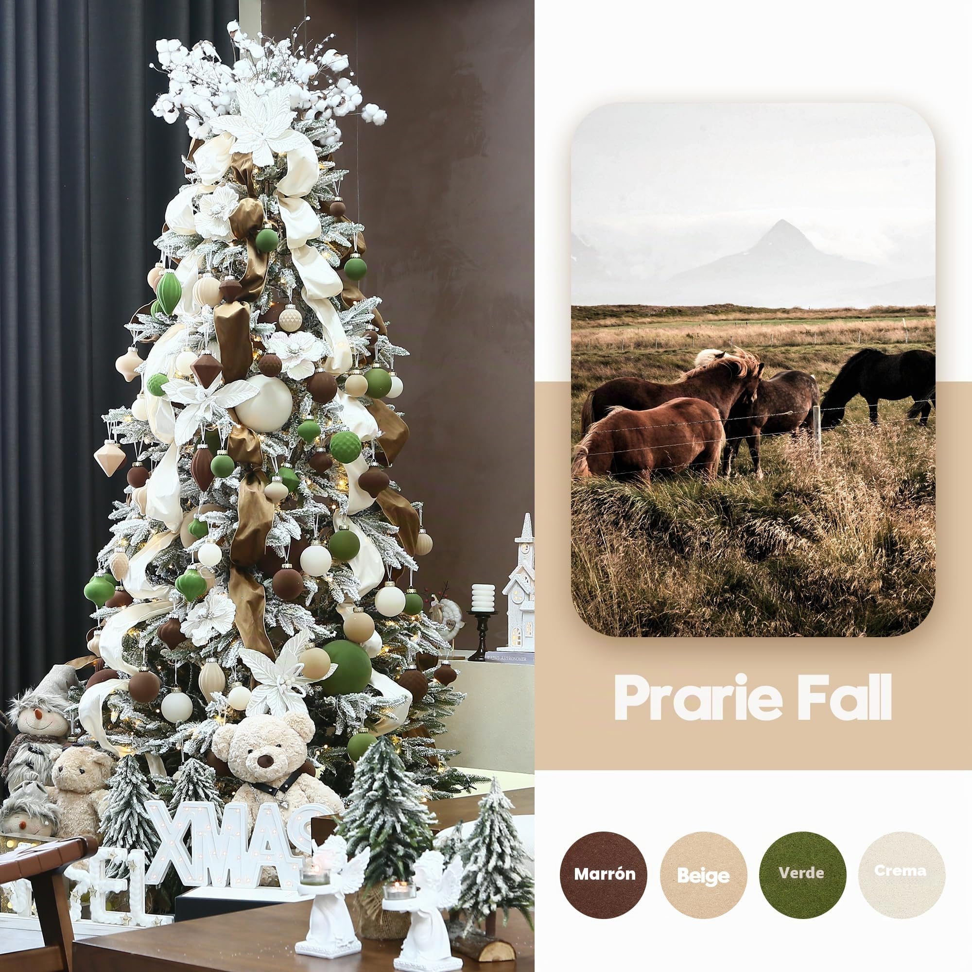 Sea Team - Juego de 25 adornos de bolas de Navidad con terciopelo para árbol de Navidad, adornos colgantes decorativos, decoraciones de plástico irrompibles para árbol de Navidad, corona, guirnalda