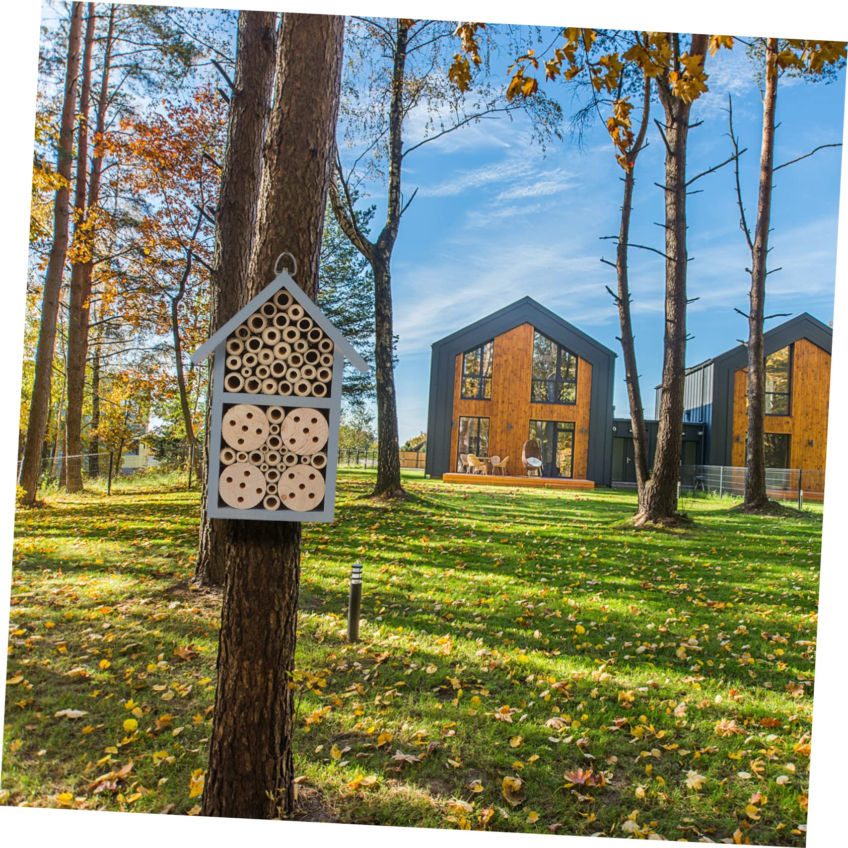 Bienenhaus Insektenhotel Für Garten Outdoor Mit Haken Zum Aufhängen Dekoratives Nisthaus Überwinterungsplatz