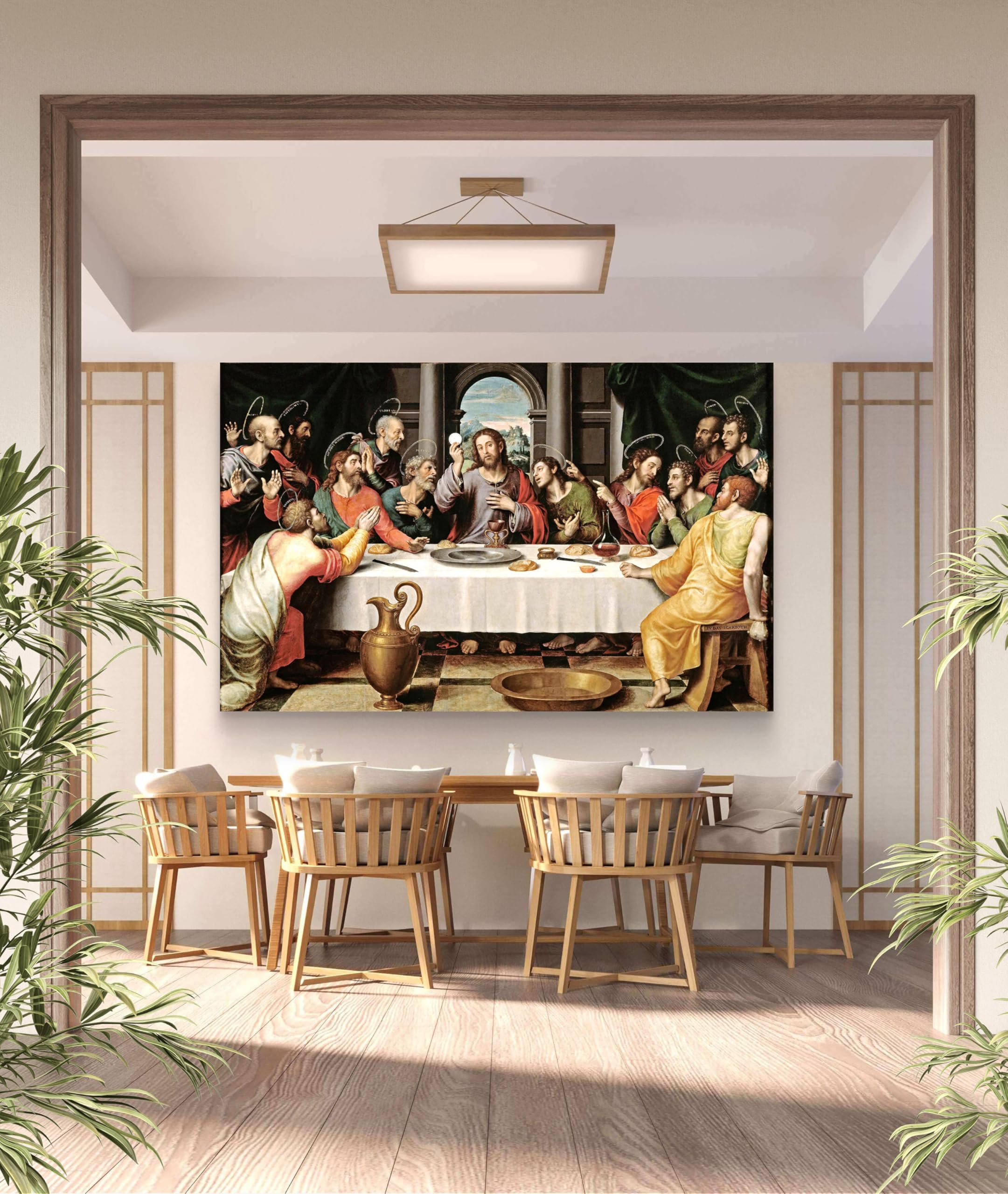 Elegance Last Supper Jesus Christ canvas painting picture photo christian art home decor living room dinning room church christmas gifts Painting Size - 24 length x 15 height inch