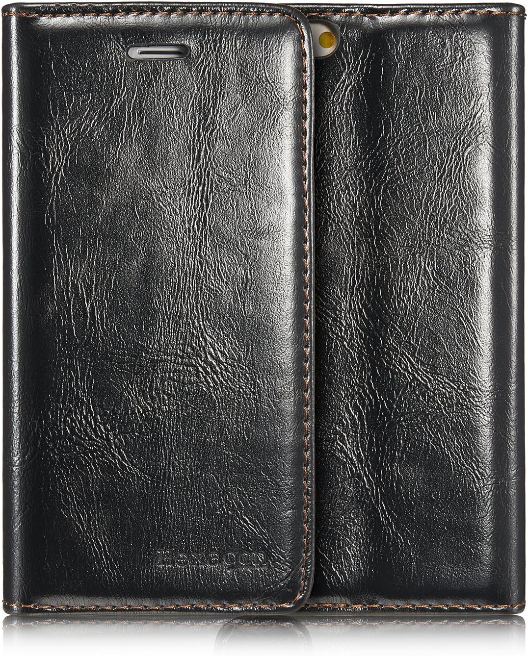iPhone 6s Plus Leather Cover Case for iPhone 6s Plus - Hexagon Premium Cover Wallet Magnetic Flip Cover Leather Case for iPhone 6s Plus (6S Plus Black)