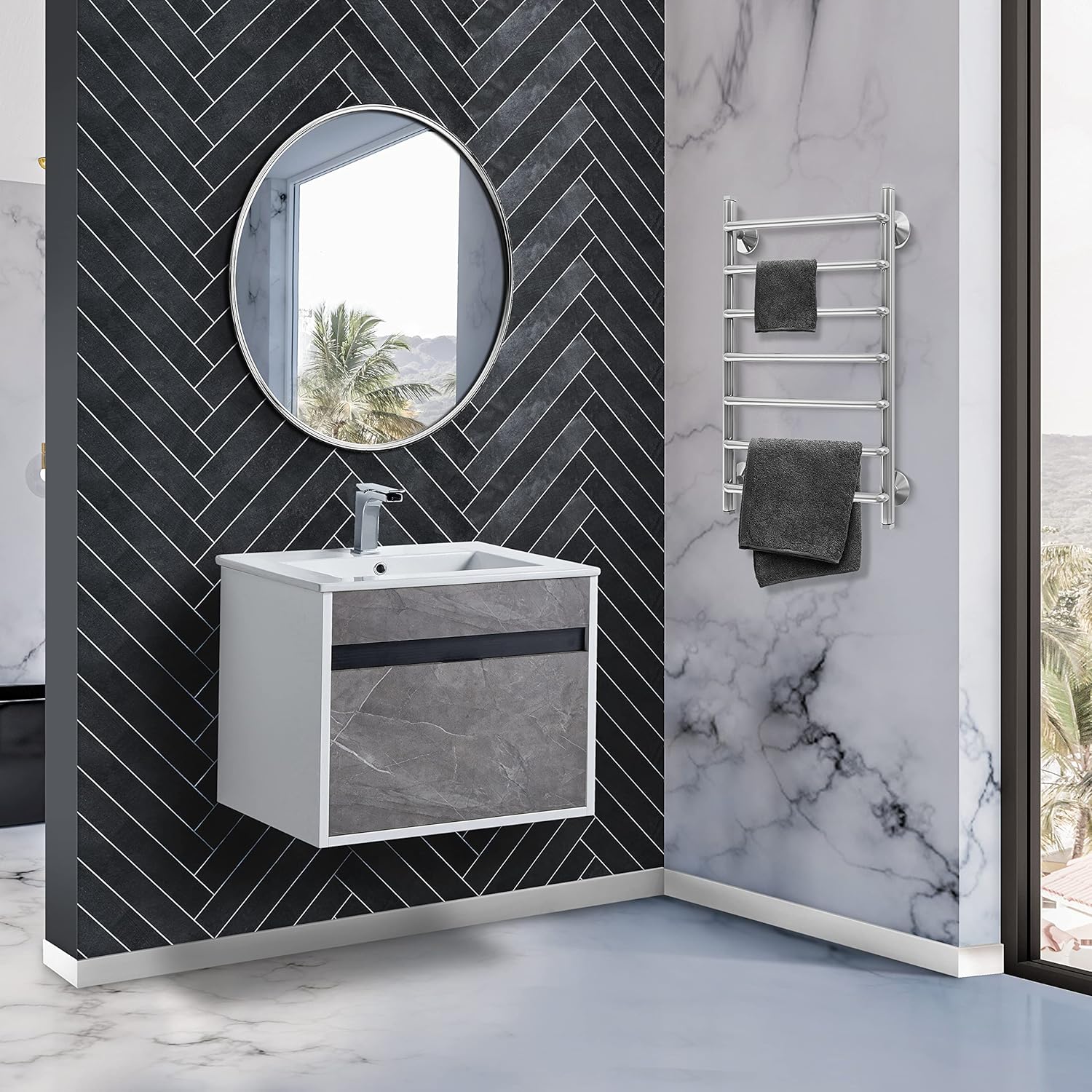 Fine Fixtures - Wall Mount Bathroom Vanity And Sink, Knob Free Design - Alpine Collection -