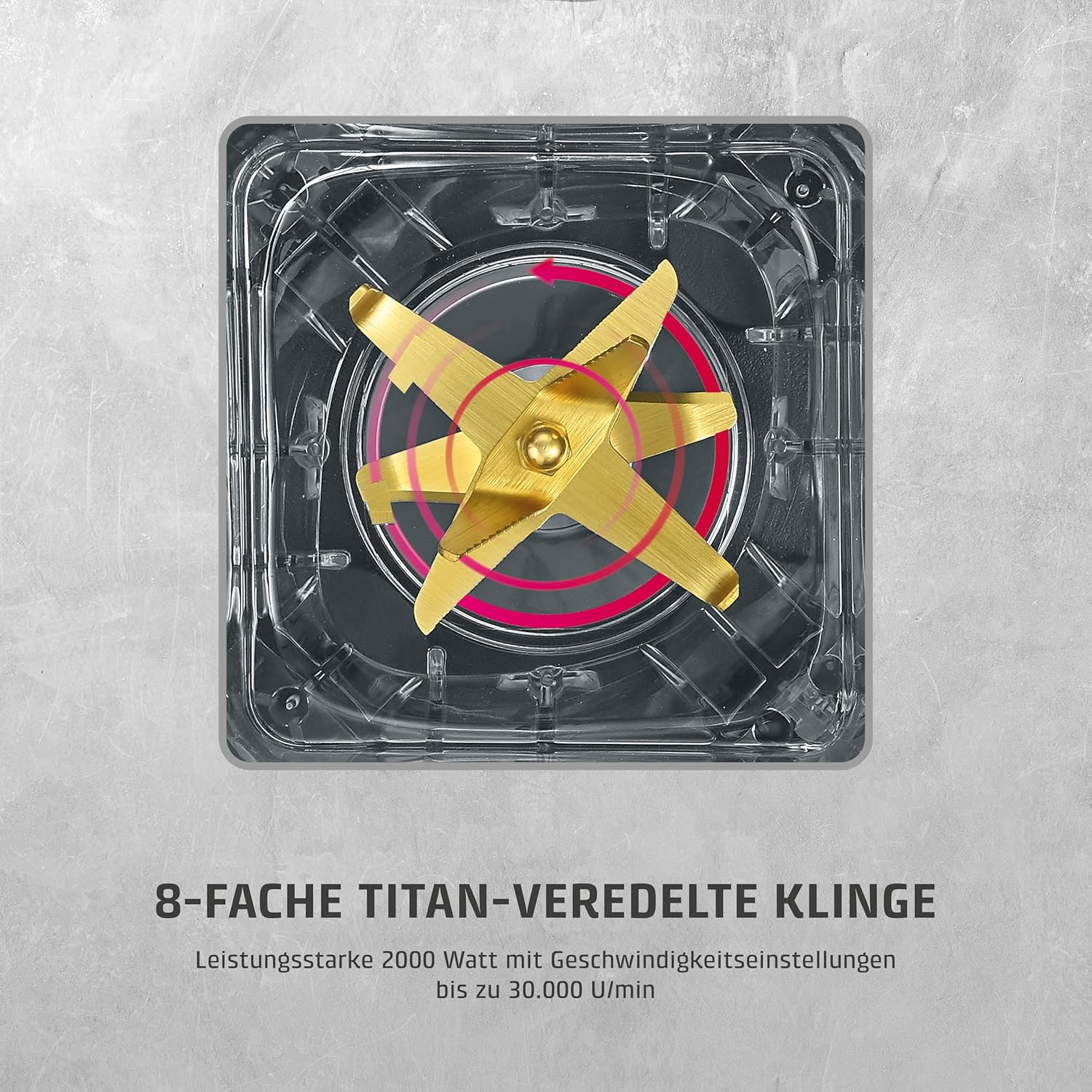 8-blade titanium-coated system of CASO Power Blender B 2000